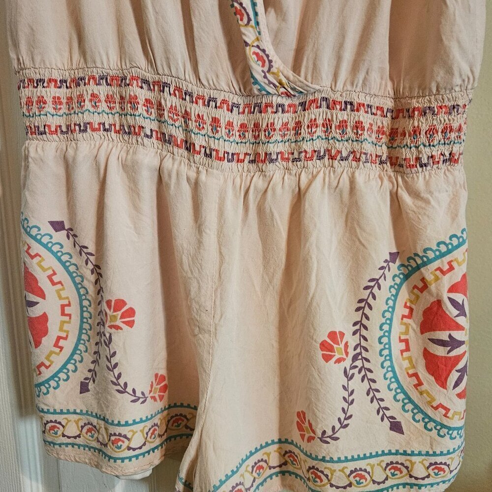 Flying tomato lined lightweight short romper Beige Colorful Aztec design L - Picture 6 of 7